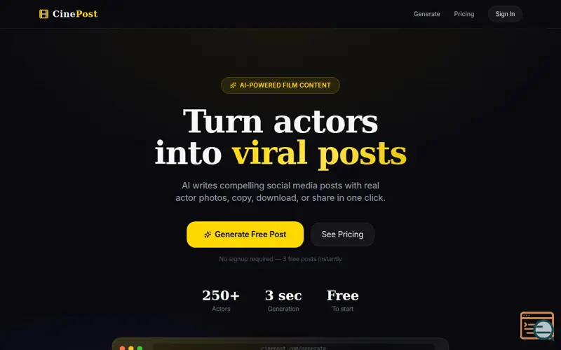 Screenshot of CinePost