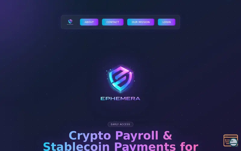 Screenshot of Ephemera Solutions, a launch using Hosts.co.uk