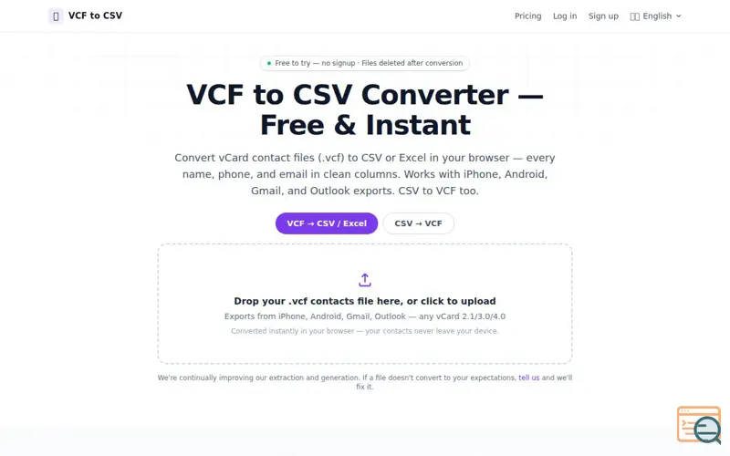 Screenshot of VCF to CSV