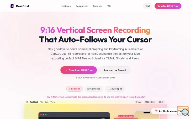 Screenshot of ReelCast