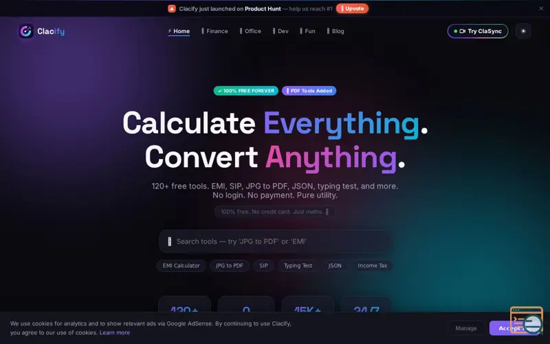 Screenshot of Clacify