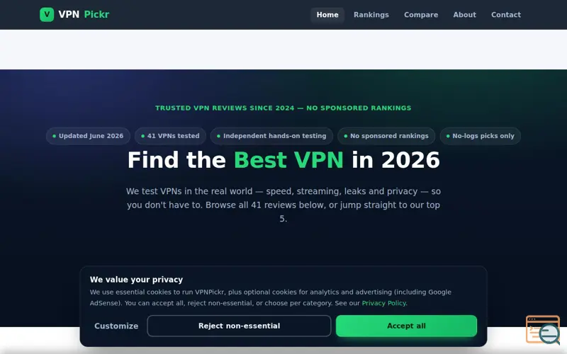 Screenshot of VPNPickr