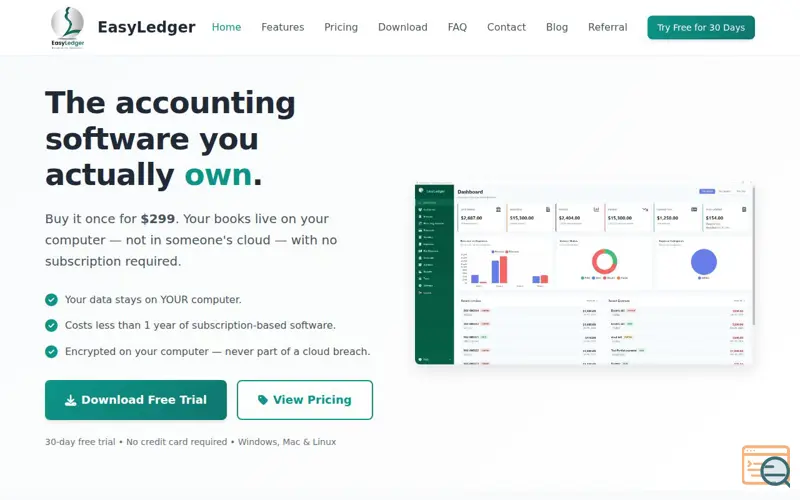 Screenshot of EasyLedger