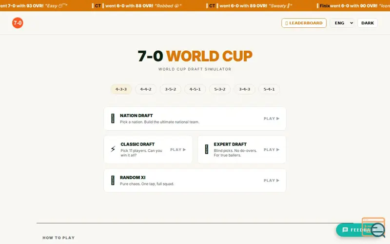Screenshot of 7-0 World Cup