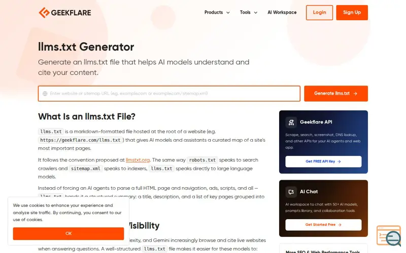 Screenshot of Free llms.txt Generator, a launch using Tolt