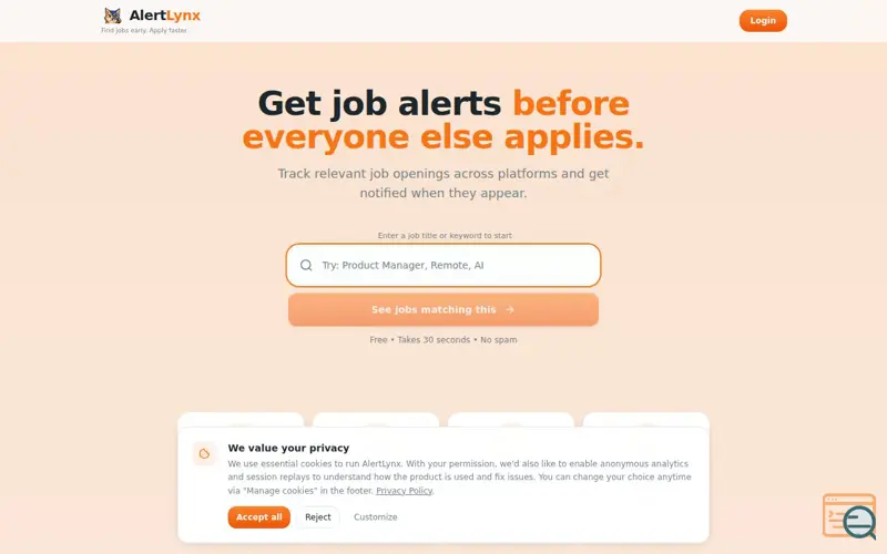 Screenshot of AlertLynx