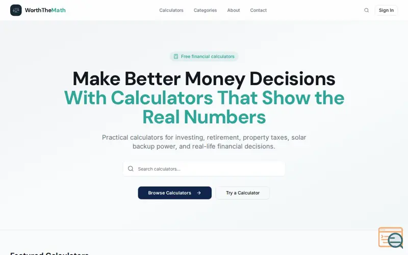 Screenshot of worththemath.com