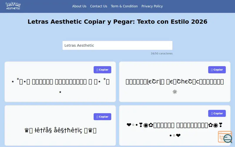 Screenshot of Letras Bonitas