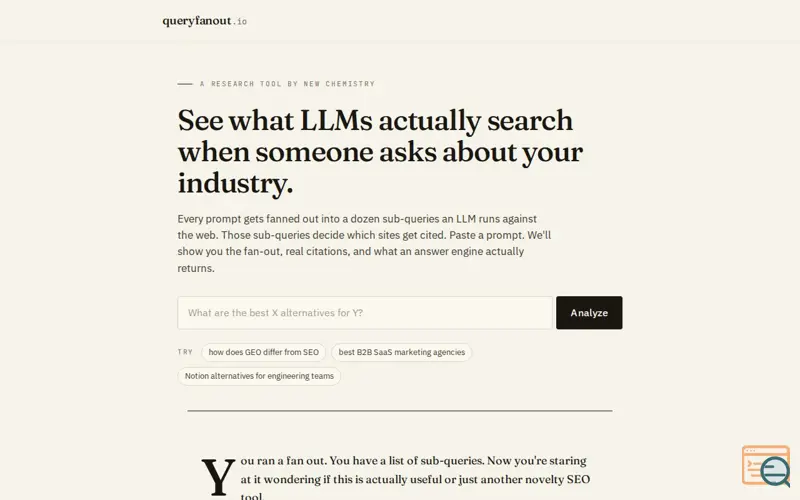 Screenshot of queryfanout.io