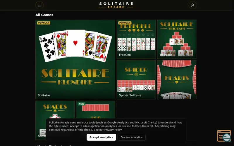 Screenshot of Solitaire Arcade