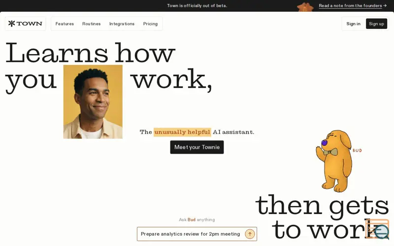 Screenshot of Town, a launch using Vapi
