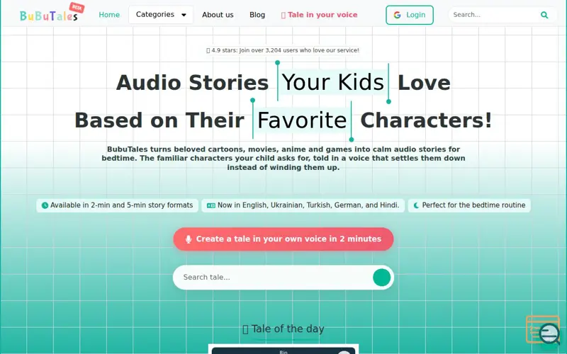 Screenshot of BubuTales