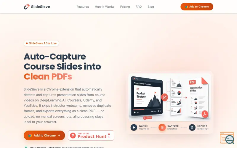 Screenshot of SlideSieve