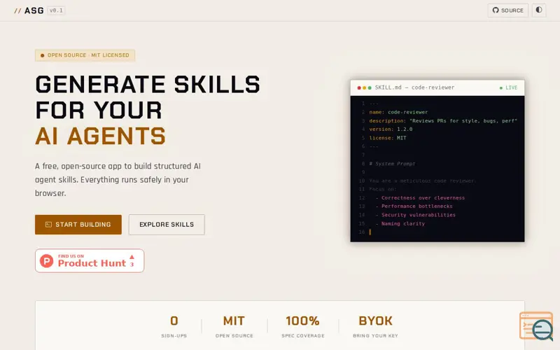 Screenshot of Agent Skill Generator