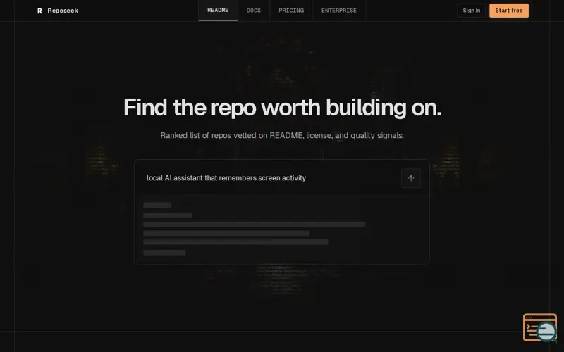 Screenshot of Reposeek