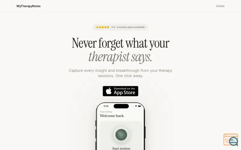 Screenshot of MyTherapyNotes