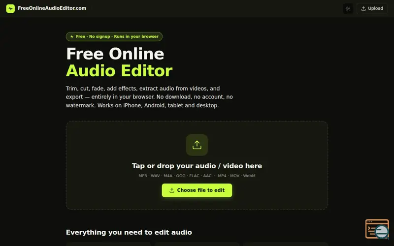 Screenshot of Free Online Audio Editor