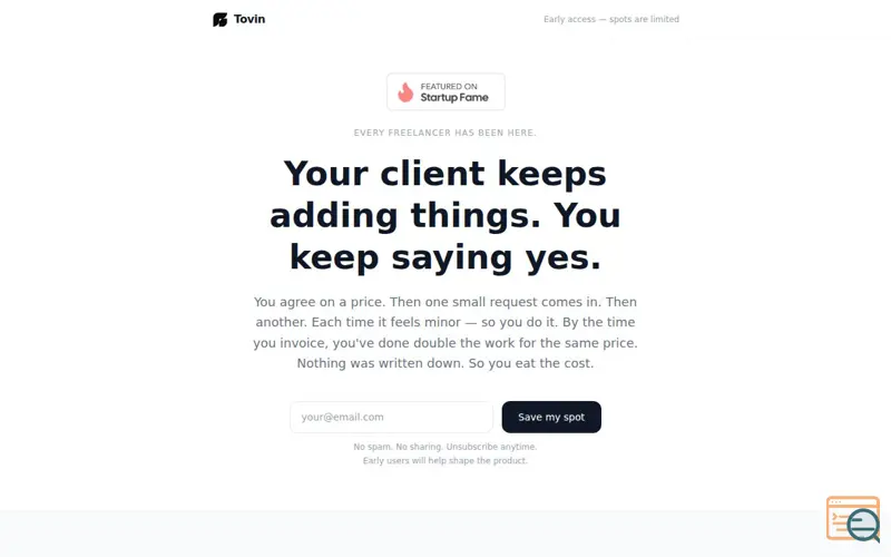 Screenshot of Tovin