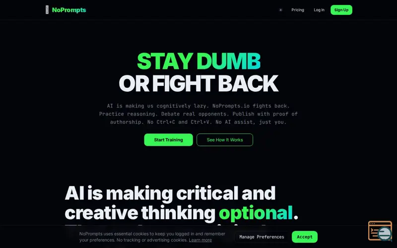 Screenshot of NoPrompts