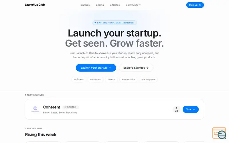 Screenshot of LaunchUp Club