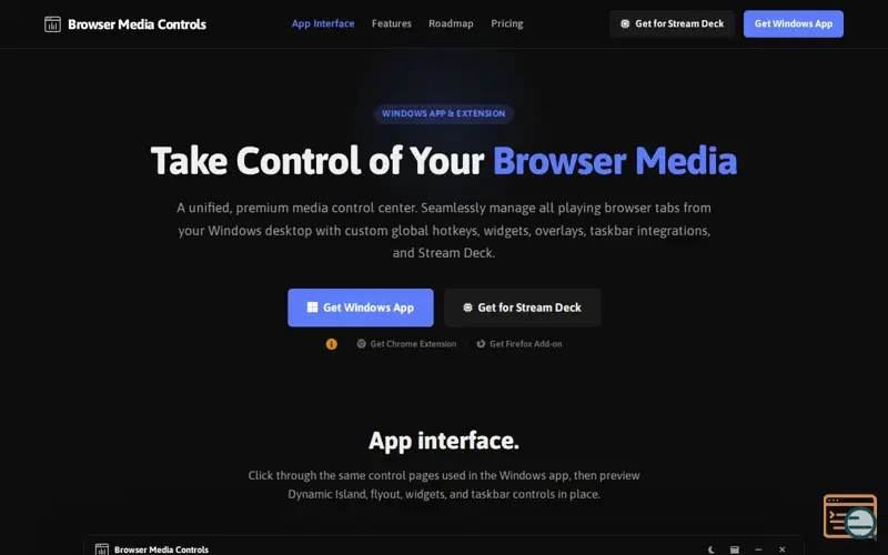 Screenshot of Browser Media Controls