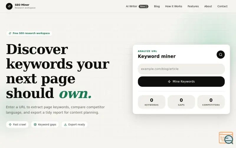 Screenshot of SEO Miner