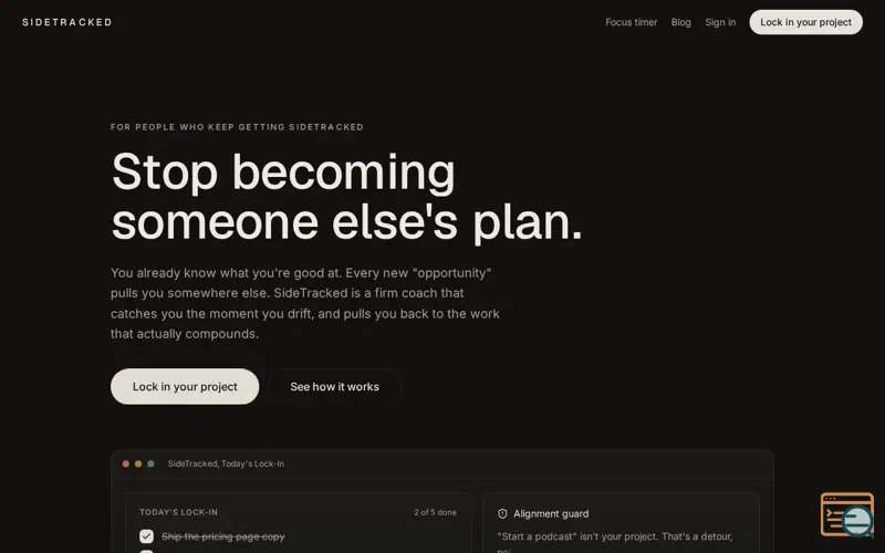 Screenshot of SideTracked