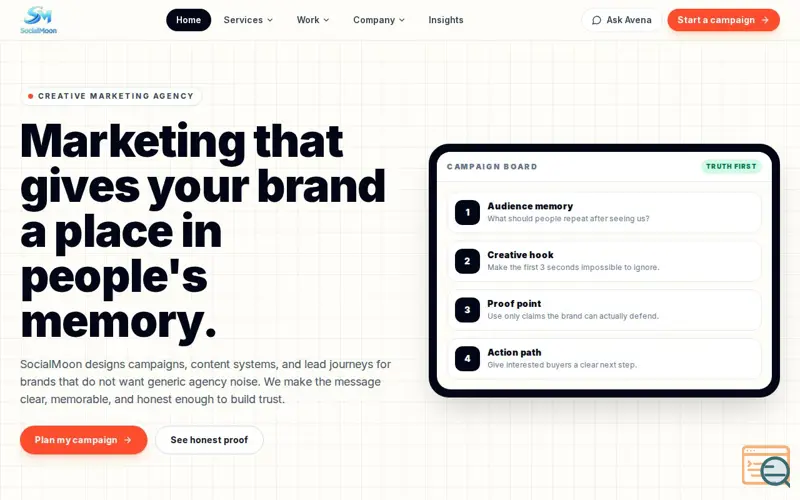 Screenshot of SocialMoon
