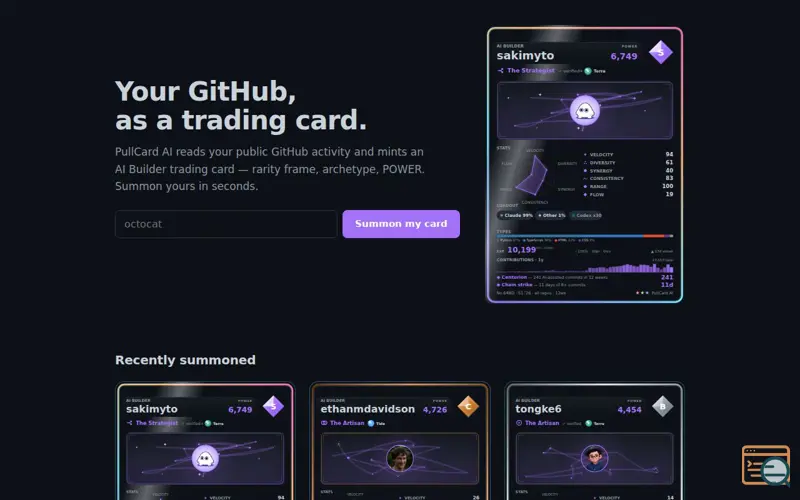 Screenshot of PullCard