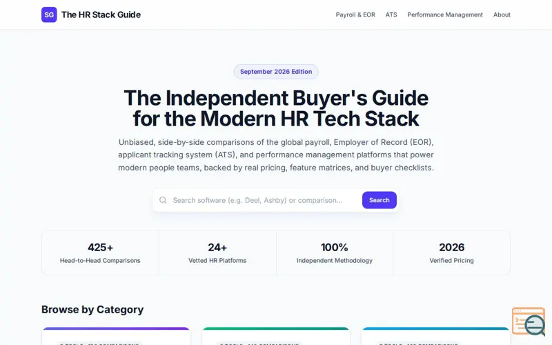 Screenshot of The HR Stack Guide | Compare HR Software & Tools