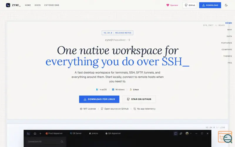 Screenshot of Zync