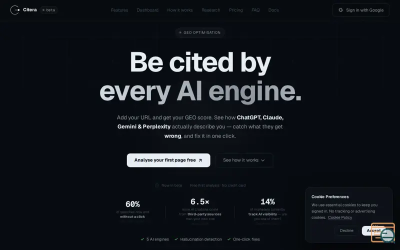Screenshot of Citera