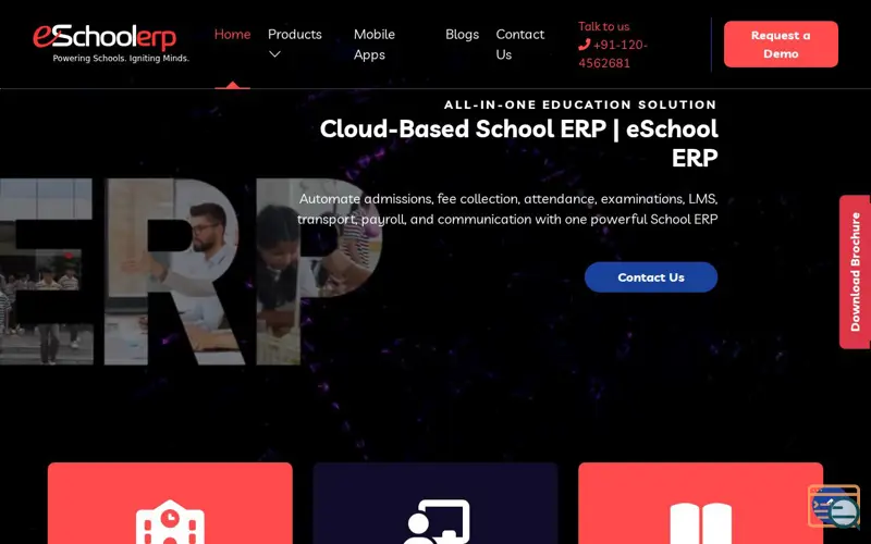 Screenshot of eSchool ERP