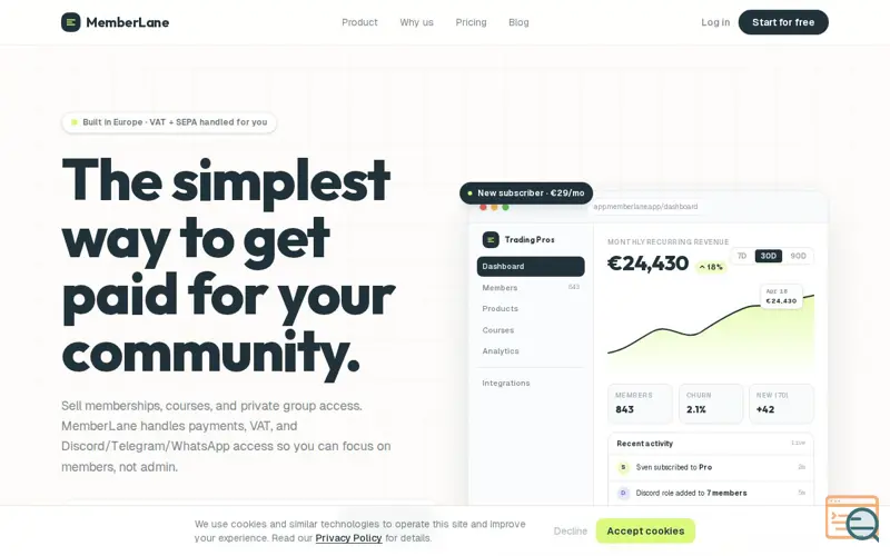 Screenshot of MemberLane