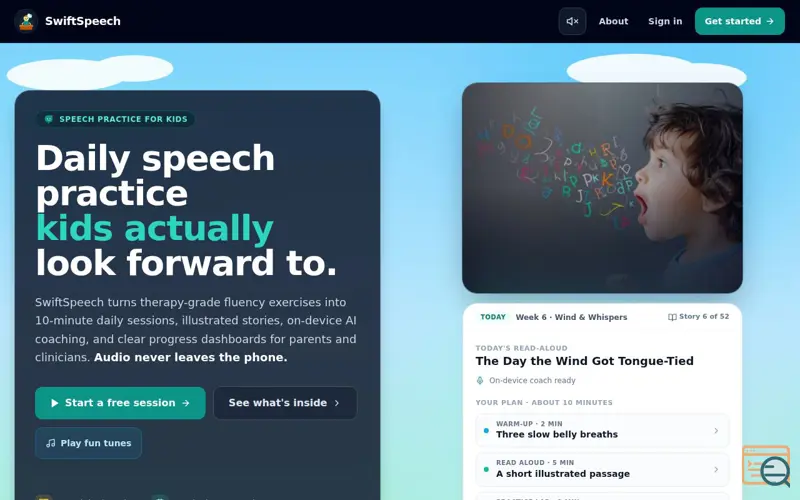 Screenshot of SwiftSpeech, a launch using GoDaddy