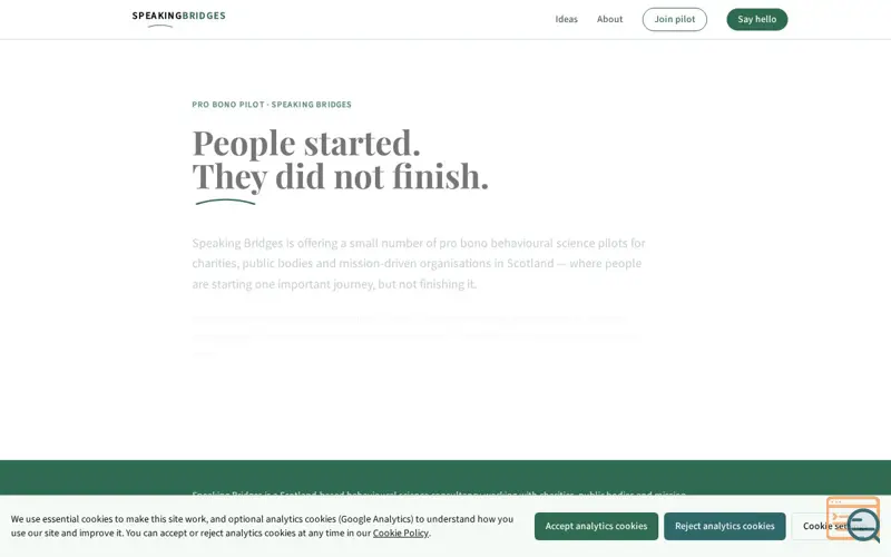 Screenshot of Keep Them Coming by Speaking Bridges, a launch using GoDaddy Airo AI Builder