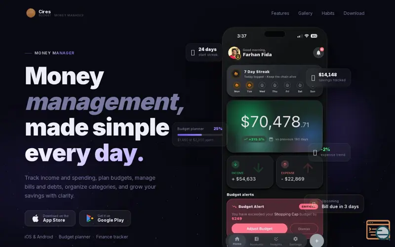 Screenshot of Cires - Money Manager & Budget Planner