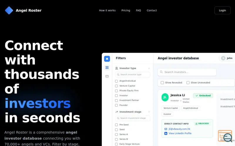 Screenshot of Angel Investor Database