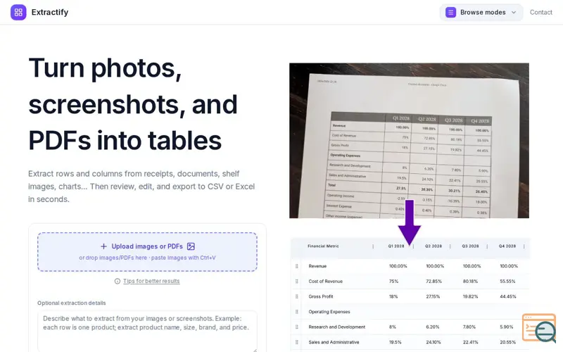 Screenshot of Extract Structured Data from Images