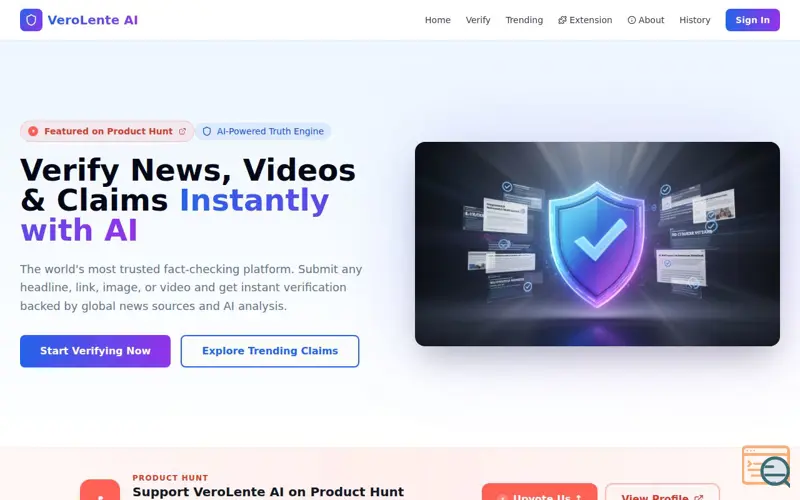 Screenshot of VeroLente AI