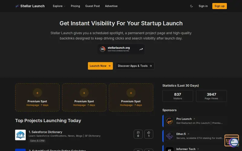 Screenshot of Stellar Launch