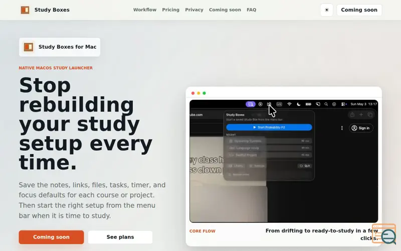 Screenshot of Study Boxes