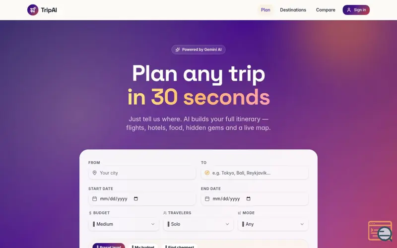 Screenshot of TripAI