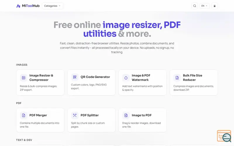 Screenshot of MiToolHub