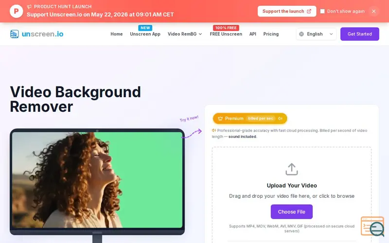 Screenshot of Unscreen.io