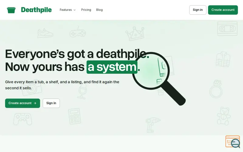 Screenshot of Inventory software for resellers · Deathpile