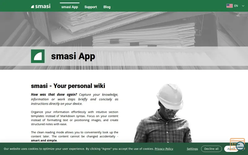 Screenshot of smasi - your personal wiki