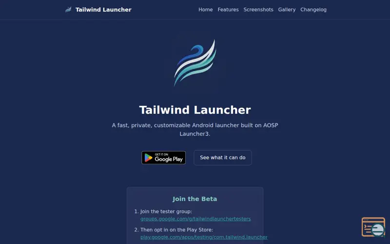 Screenshot of Tailwind Launcher (beta)