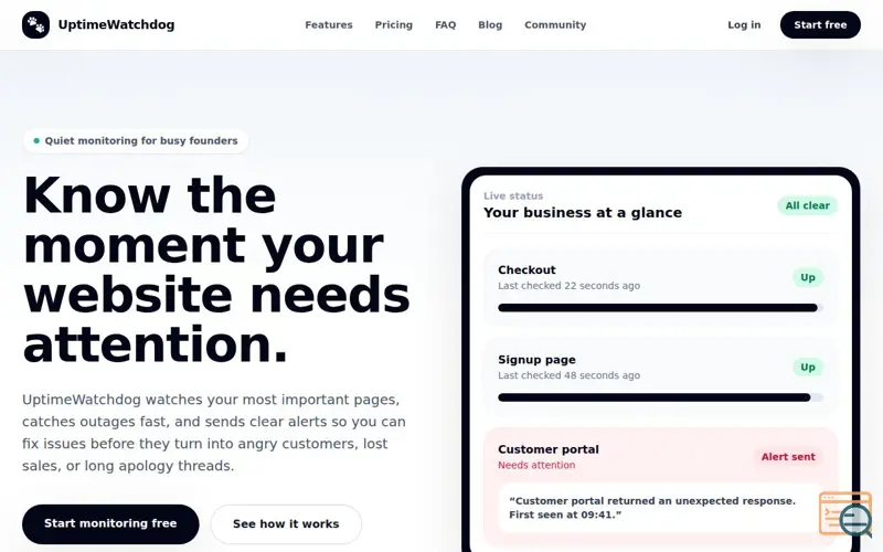Screenshot of UptimeWatchdog