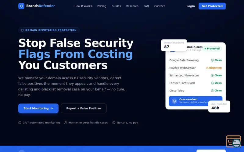 Screenshot of BrandsDefender.com | Domain Delisting